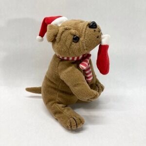 ORIENTAL Trading Co. 7" English Bulldog Santa Hat Stocking Plush Stuffed Animal